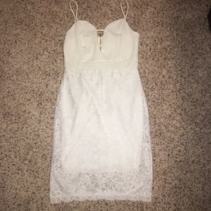 Sexy white dress with lace overlay